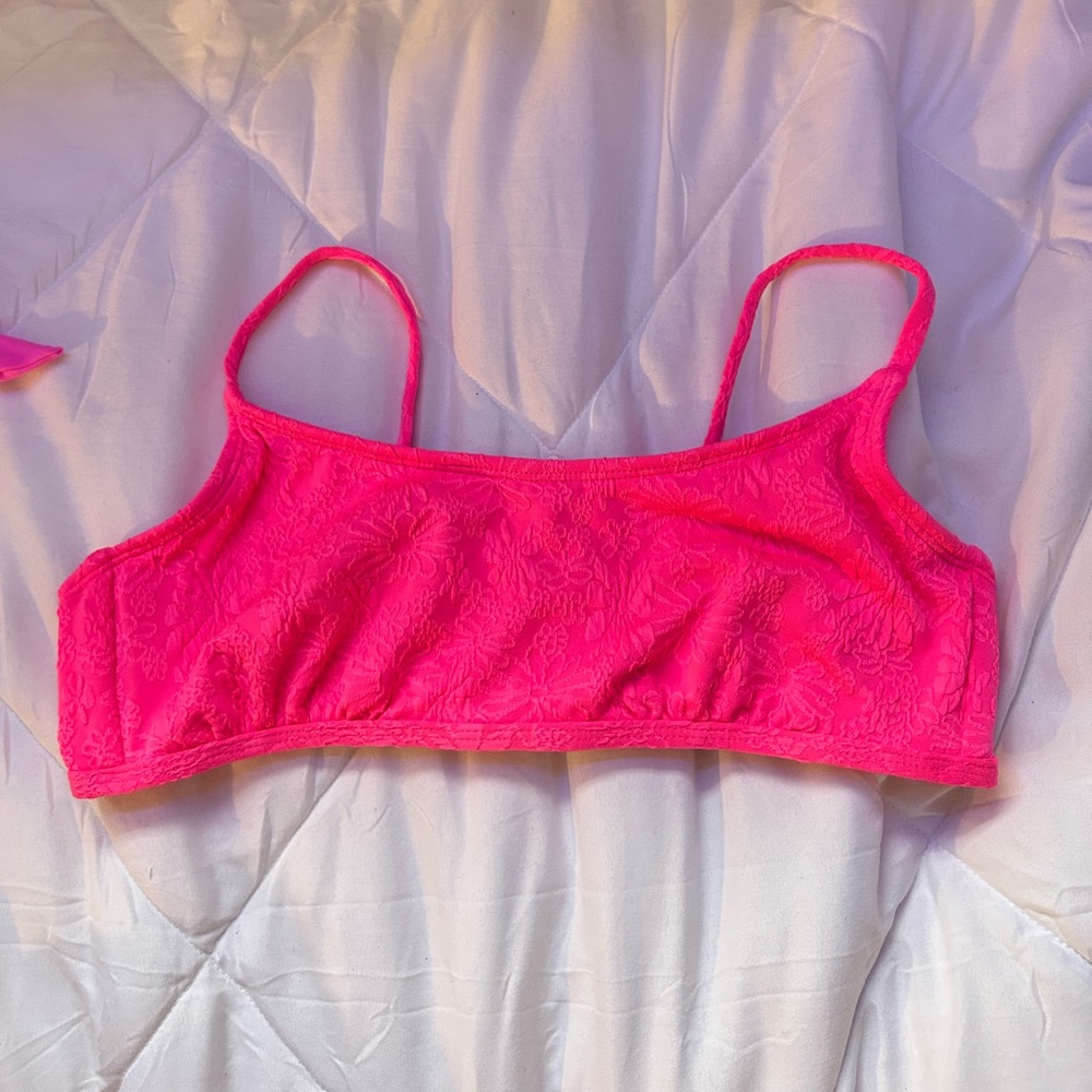 Hot pink floral bikini top